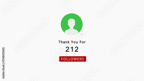 Social Media Thank You For 212 Followers Graphic With Profile Icon number