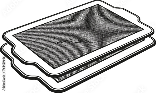 Isometric Baking Trays Illustration, Kitchenware, Food Preparation, Cooking Utensils