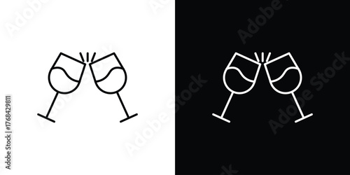 Clinking glasses icon editable vector stroke for web designs