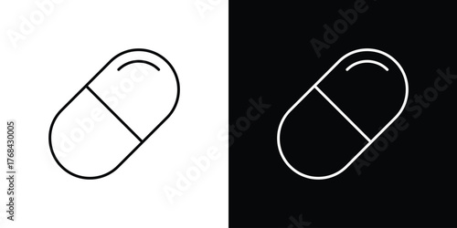 Capsule icon editable vector stroke for web designs