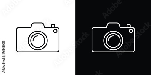 Camera icon editable vector stroke for web designs