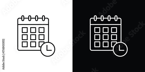 Calendar clock icon editable vector stroke for web designs