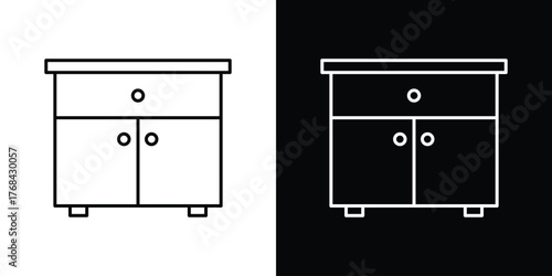 Cabinet icon editable vector stroke for web designs