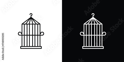 Bird cage icon editable vector stroke for web designs