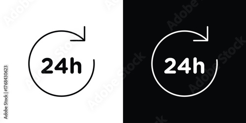 24 hours icon editable vector stroke for web designs