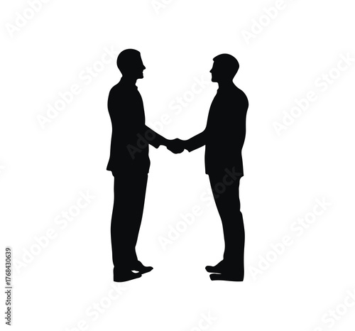 Global business handshake silhouette. A business handshake symbolizes partnership. Businesspeople shake hands for business deals, greetings, and partnership meetings. Corporate professional collaborat