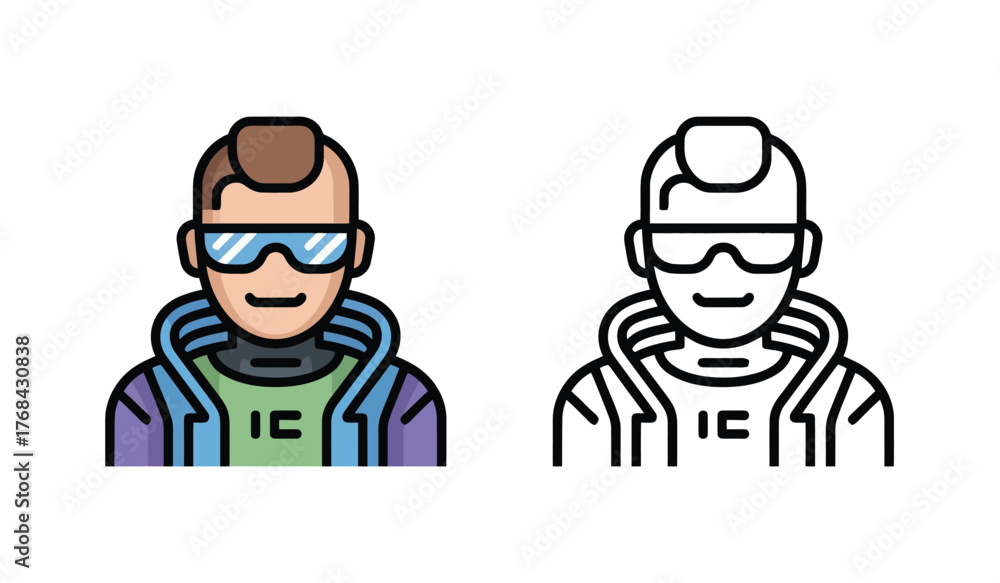 Fototapeta premium Cyberpunk Character Icon Vector Illustration Design