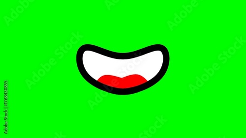 A cartoon mouth speaks with various movements against a green screen background. Suitable for anime, comics, and videos. Very high resolution.