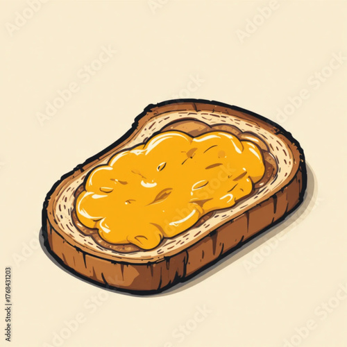 Slices of white bread with flat colored pineapple jam 