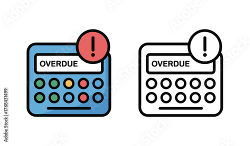 Overdue Notification Alert Finance Vector Icon Illustration Reminder Deadline