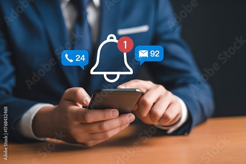 Business Professional Receiving Many Notifications on Smartphone