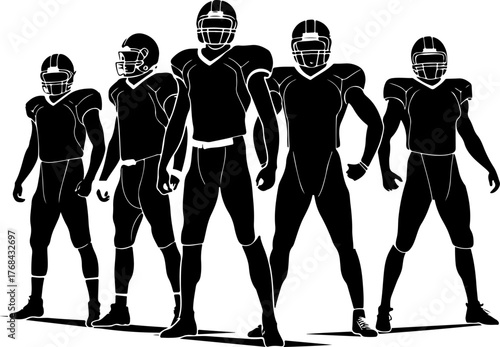 American Football Team Silhouette Illustration"