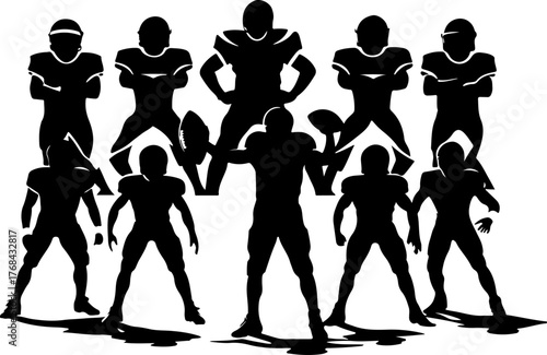 American Football Team Silhouette Illustration"