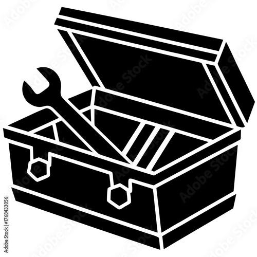 Vector illustration of a open toolbox silhouette