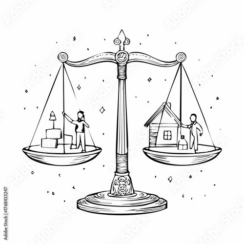 Balancing Act Wealth vs Homeownership on Scales.