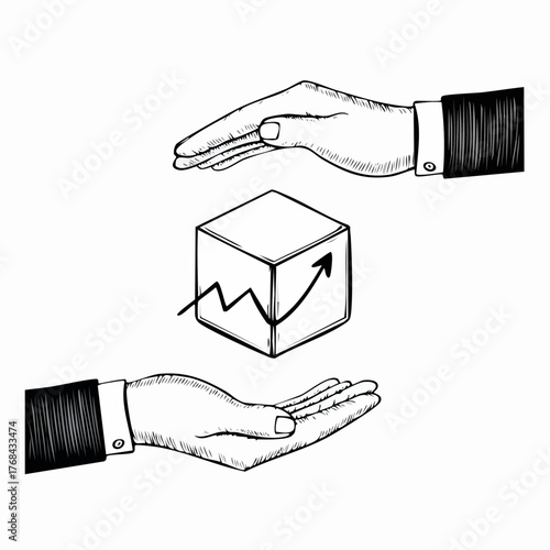 Business growth protected by hands.