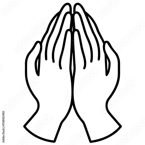 Vector illustration of a prayer hands silhouette