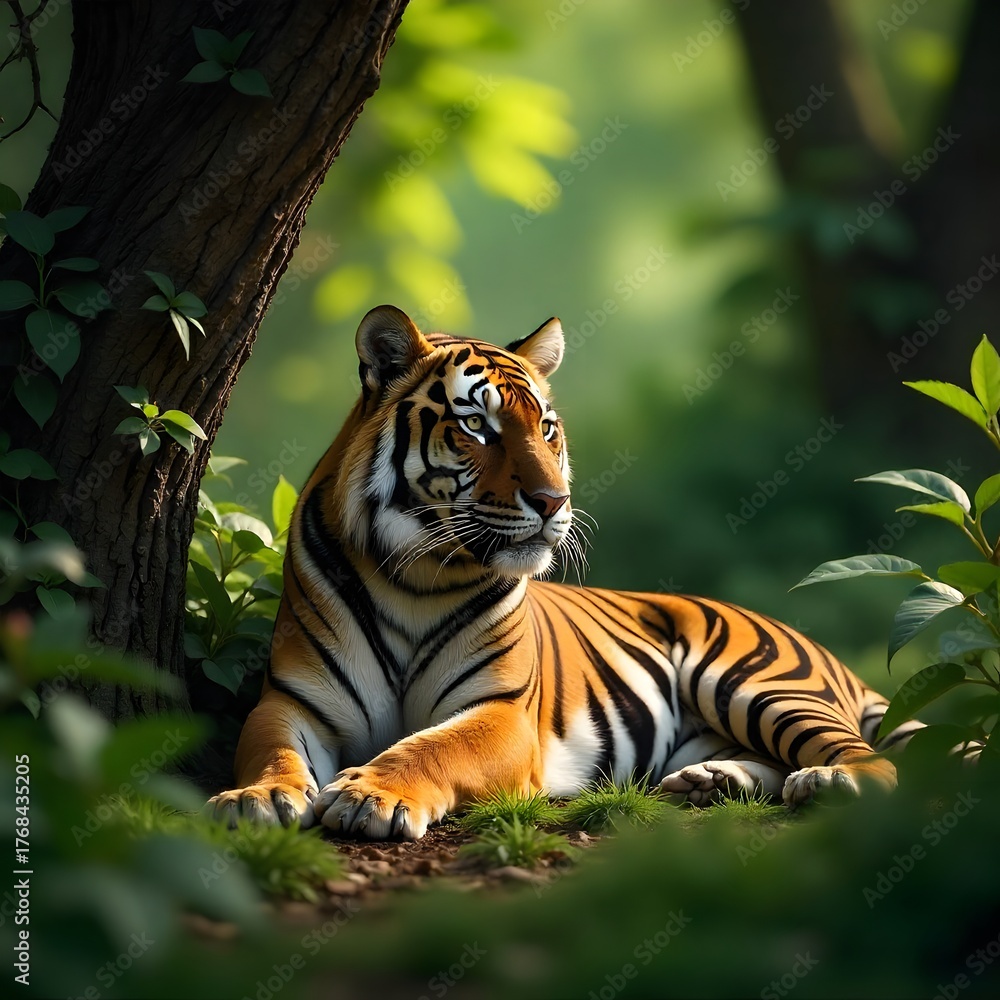 Obraz premium Tiger in the Water at the Zoo on a Rock