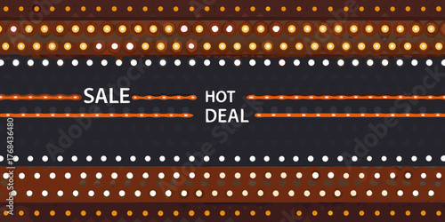 Exciting sale hot deal announcement with bright lights and festive atmosphere