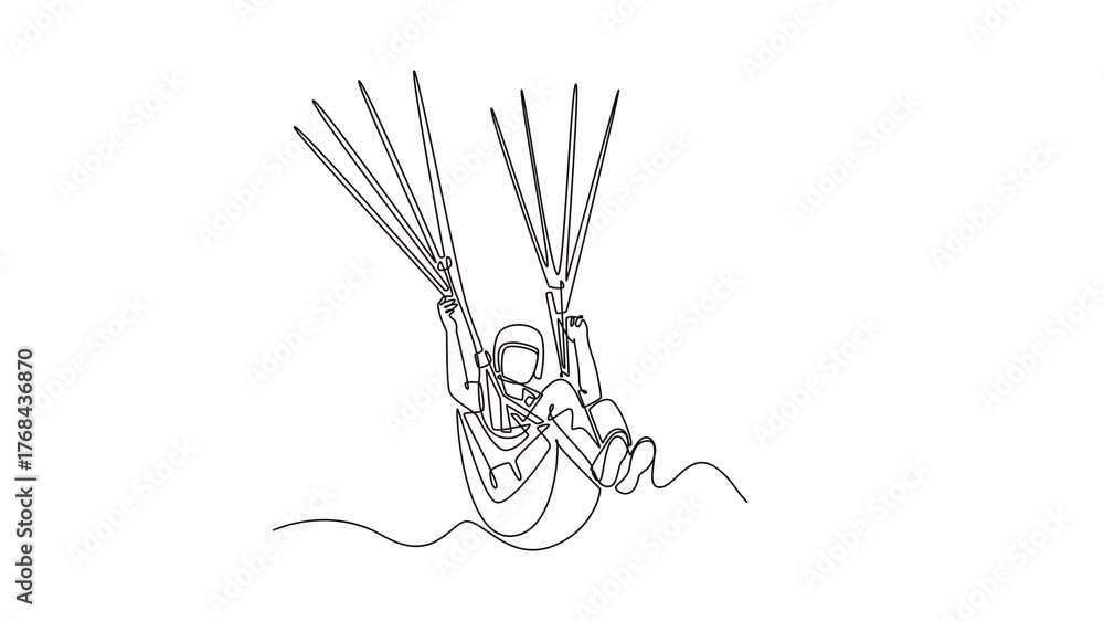 Harness Rework Drawing Animated self drawing of continuous line draw man is paragliding ...