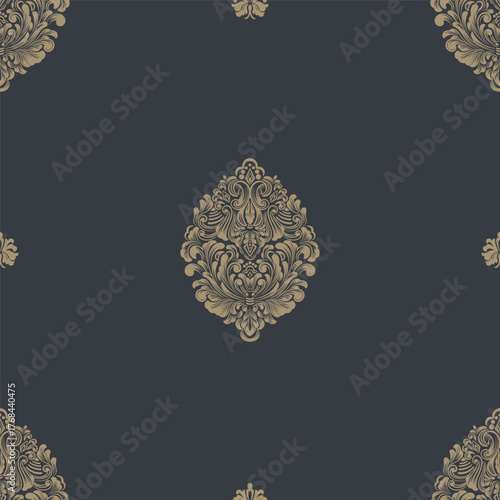 Damask modern seamless pattern element. Vintage classical old fashioned damask ornament, seamless texture for wallpapers, textile.