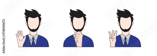 Businessman Hand Gesture Illustration – Male Expression Vector Design
