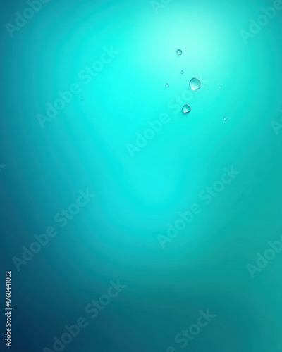 Calm teal ocean gradient, abstract water drops mood