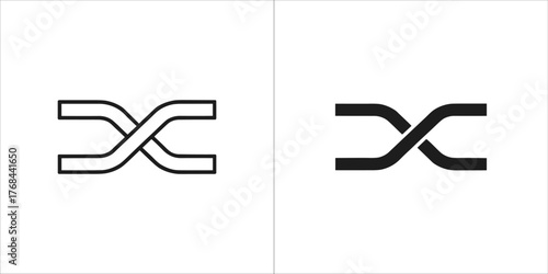 Shuffle icon and symbol, outline and filled version