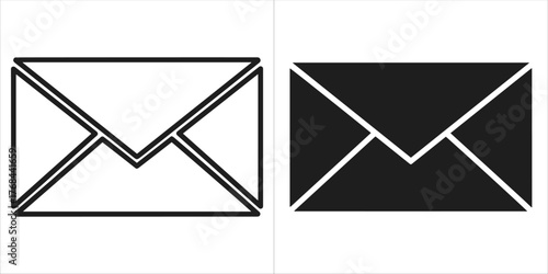 Envelope icon and symbol, outline and filled version
