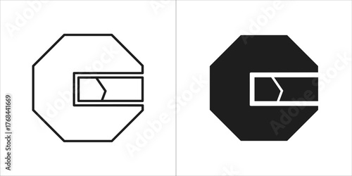 Outline and filled icon of a welding helmet