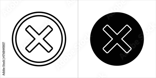 Two x symbols, one outline and one solid black