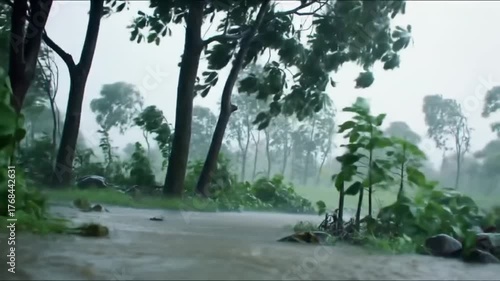 rainstorm in the forest