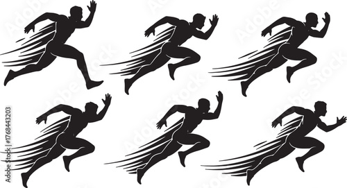 Heroic Pose High-Speed Runner Silhouettes