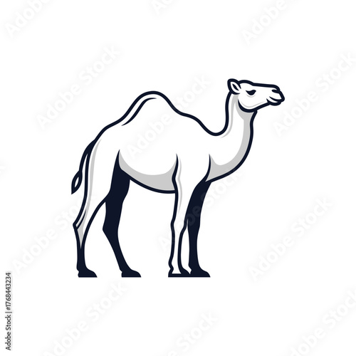 A striking vector illustration of a camel, depicted in a clean