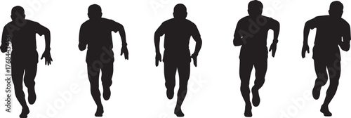 Horizontal Line of Six Runner Silhouettes