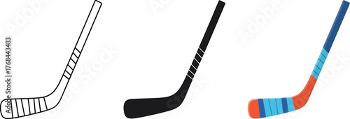 Hockey stick illustration set for sports equipment concept creation