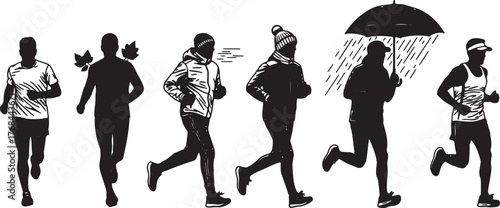 All-Weather Running Athlete Silhouette Set