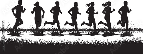Cross-Country Race Runner Silhouettes