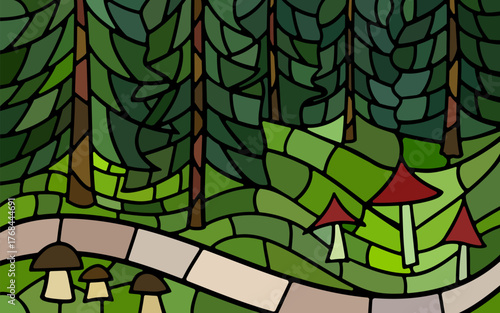 forest vector stained-glass background