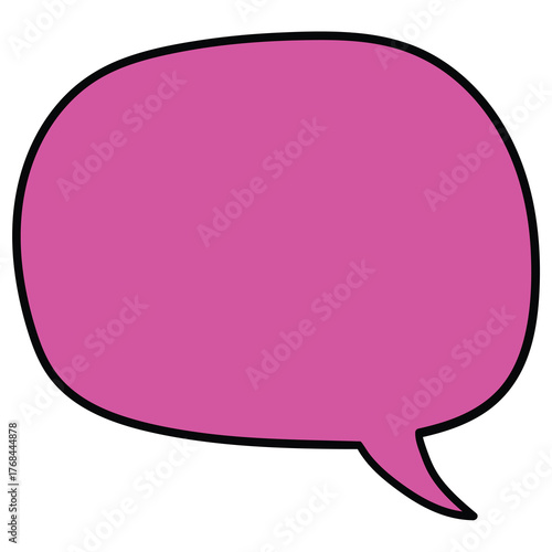 Hand-drawn cartoon empty purple speech bubble on a white background.