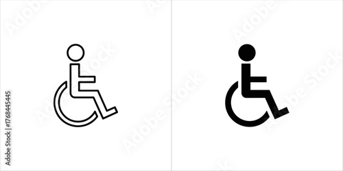 Wheelchair accessibility symbol, outlined and solid black