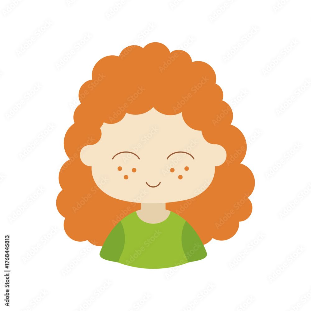 Fototapeta premium Woman girl with curly hairstyle vector icon