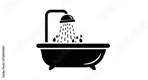 Shower bathtub vector icon scalable illustration for bathing and hygiene designs silhouette vector illustration white background