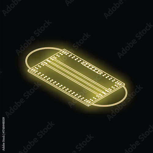 Glowing neon medical face mask icon isolated on black background. Epidemic pandemic coronavirus 2019 ncov