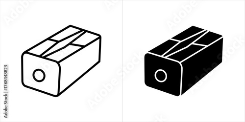 Outline and filled icon of a pencil sharpener