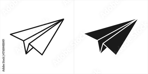 Outline and filled icon of a paper airplane