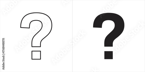 Two question marks, one outlined and one filled