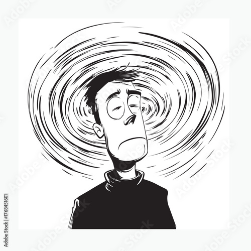 cartoon man with a dizzy head