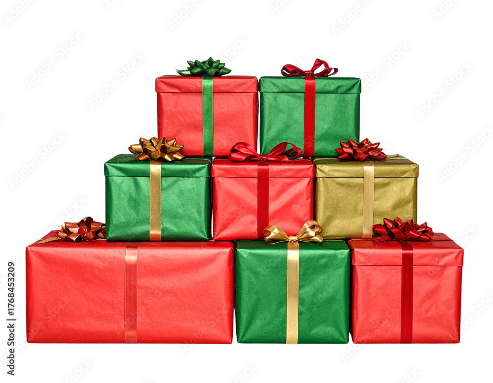 Fototapeta premium Festive Wrapped Present with Ribbon PNG