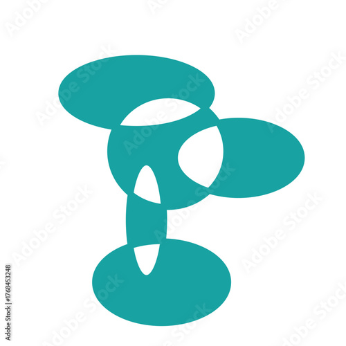 An abstract design of overlapping teal ovals